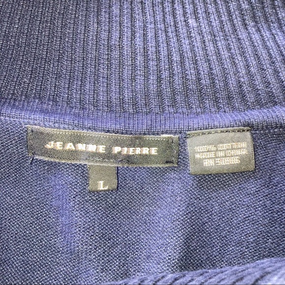 Jeanne Pierre Size L Sweater Tunic Dress Blue Zipper Turtleneck Pockets - Picture 11 of 12